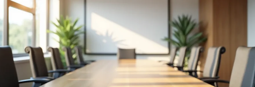 Vue photographique réaliste d'un espace de travail moderne à Toulouse symbolisant la formation SEO avec lumière cinématographique douce, textures fines, espace négatif propre et composition équilibrée